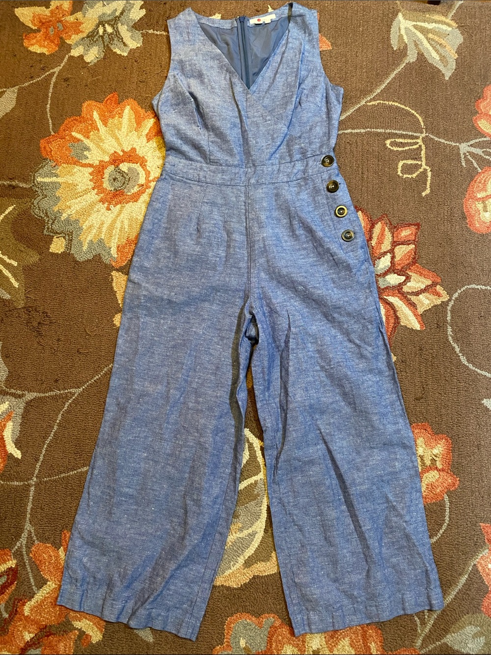 Boden Dorothea Chambray Wrap Cropped Jumpsuit - Picture 5 of 8